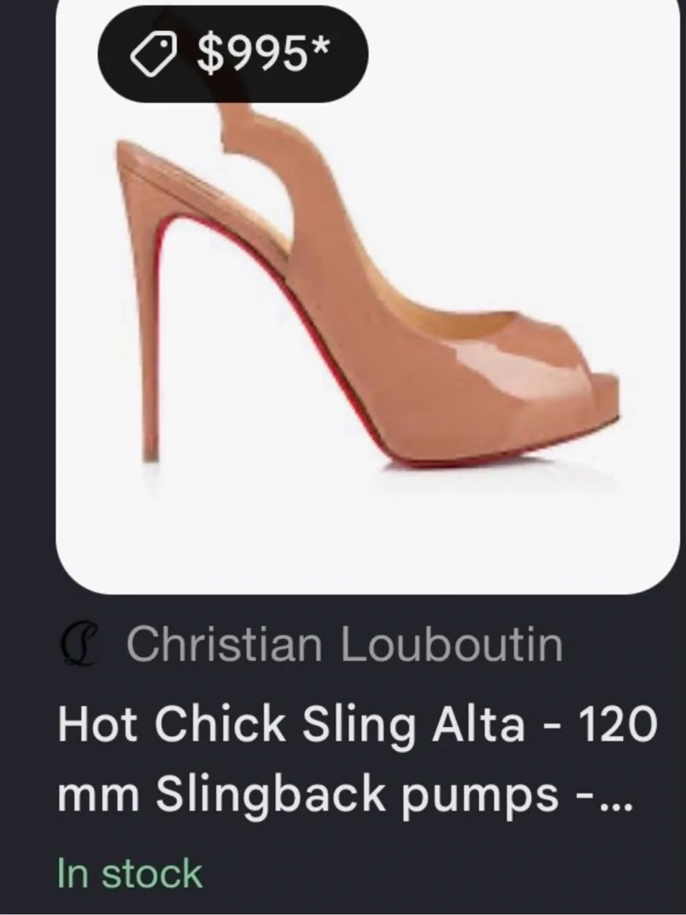 Christian Louboutin Hot chick sling Alta Nude Patent Peep-Toe Slingback Heels